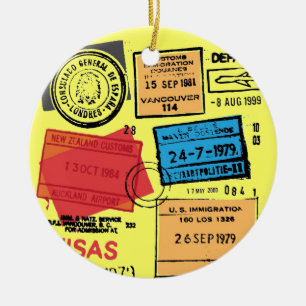 Passport Stamps Design Ornament