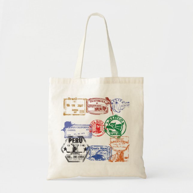 passport stamps tote bag (Front)