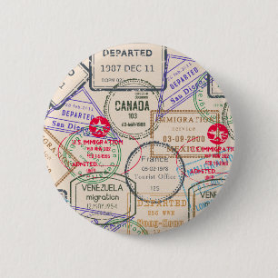 Passport Stamps Travel 6 Cm Round Badge