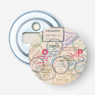 Passport Stamps Travel Bottle Opener