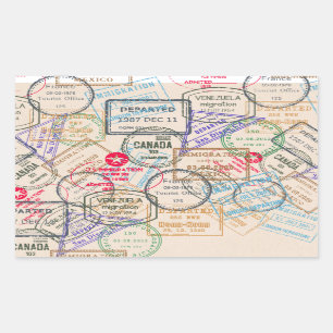 Passport Stamps Travel Rectangular Sticker