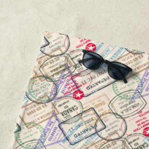Passport Stamps Travel Themed Beach Towel