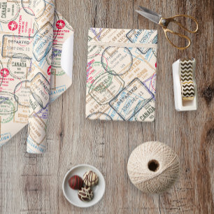 Passport Stamps Travel Wrapping Paper
