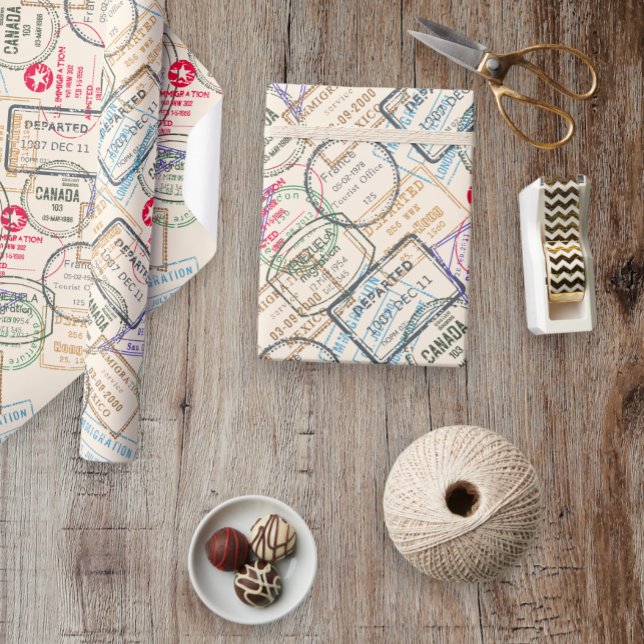 Passport Stamps Travel Wrapping Paper (Creator Uploaded)