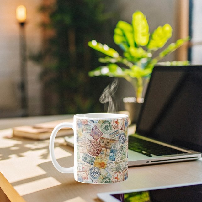 Passport stamps vintage coffee mug (Creator Uploaded)