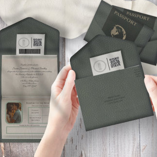 Passport Style All in One Wedding Invitation 