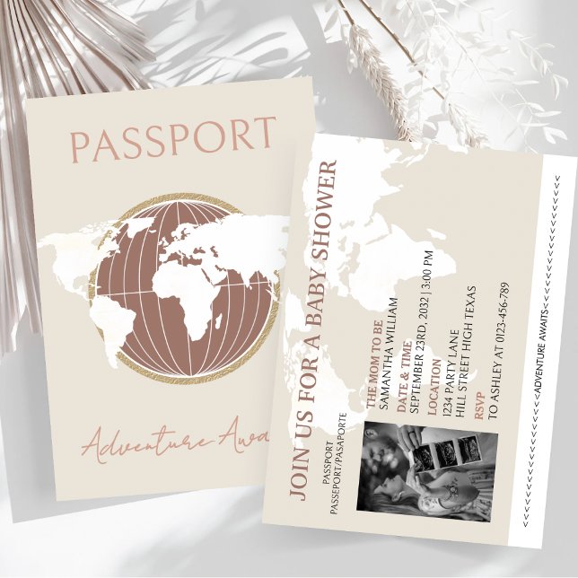 Passport-Themed Travel Baby Shower Invitation (Creator Uploaded)