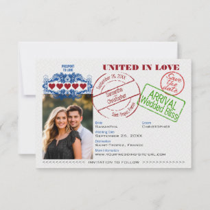 Passport to Love Cute Destination Wedding Black Save The Date