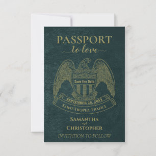 Passport to Love Cute Fun Destination Wedding Teal Save The Date