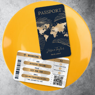 Passport Travel Agency World Map Boarding Pass Business Card