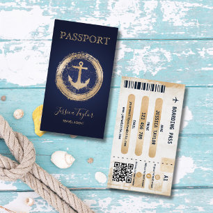 Passport Travel Agent World Map Boarding Pass Business Card