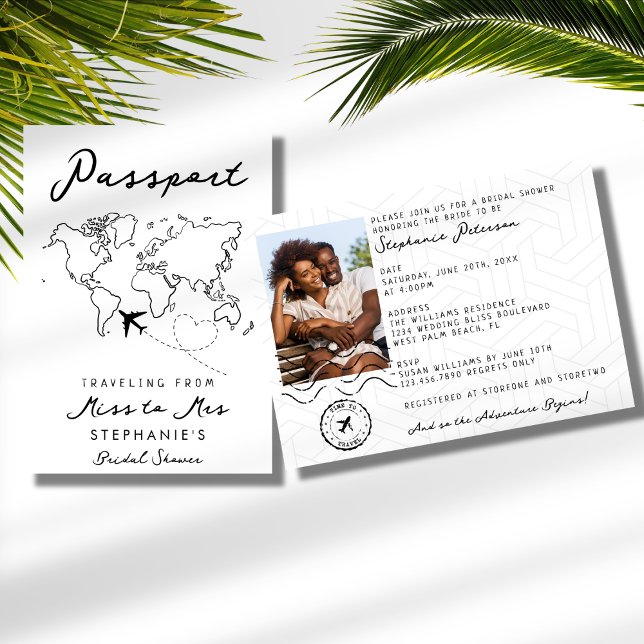 Passport Travelling Miss to Mrs Photo Bridal Showe Invitation (Creator Uploaded)