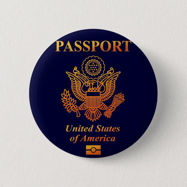 PASSPORT(USA) 6 CM ROUND BADGE (Front)