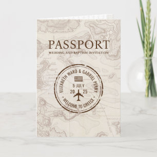 Passport Wedding & Baptism Greece New Invitation