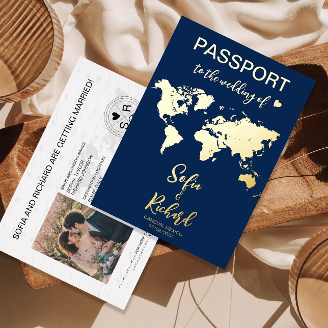 Passport Wedding Destination Gold Foil World Map F (Creator Uploaded)