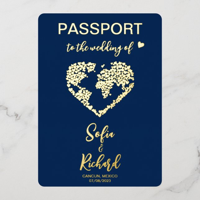 Passport Wedding Destination World Map QR code (Front)