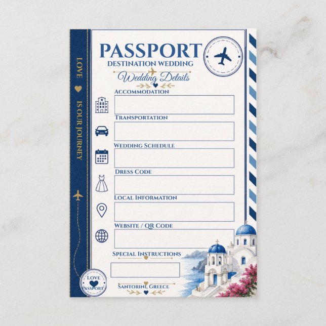 Passport Wedding Enclosure Card (Front)