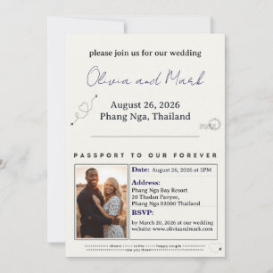 Passport Wedding Invitation – Navy & Gold Travel