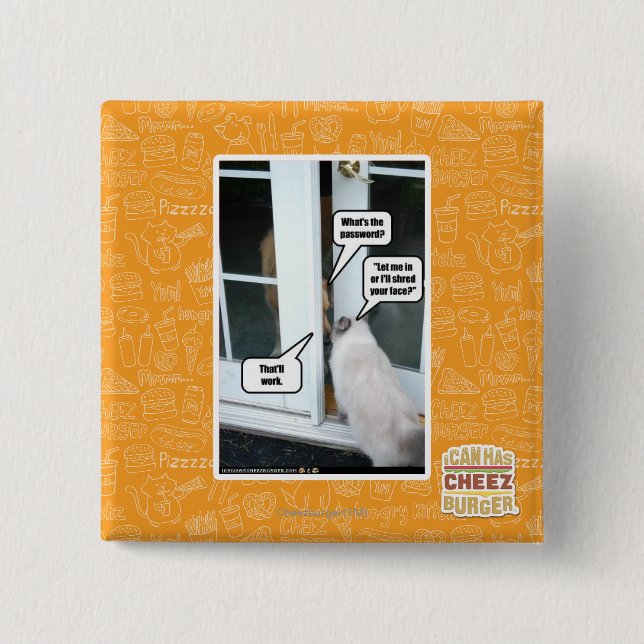 Password Please 15 Cm Square Badge (Front)
