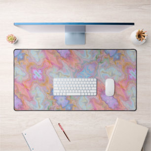 Past Abstract Pattern Modern Pink Coloured Swirl Desk Mat