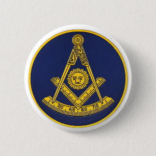 Past Master Freemason Square and Compass Masonic  6 Cm Round Badge