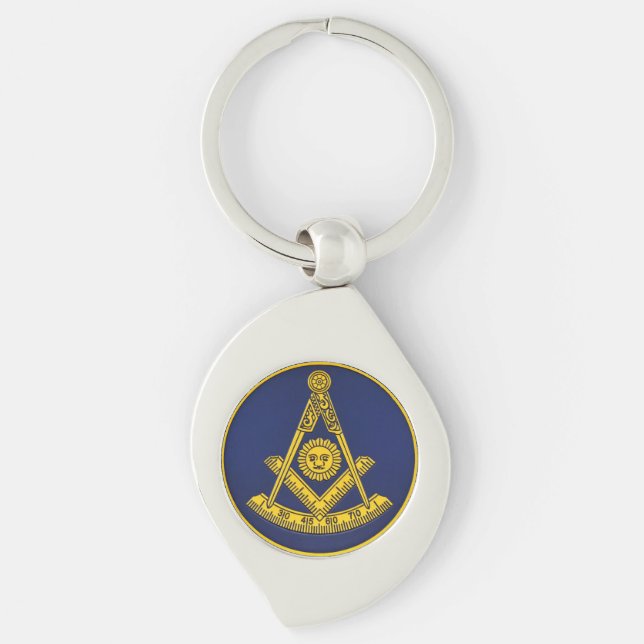 Past Master Freemason Square and Compass Masonic  Key Ring (Front)