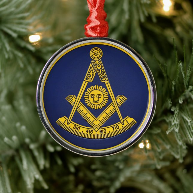Past Master Freemason Square and Compass Masonic  Metal Ornament (Tree)