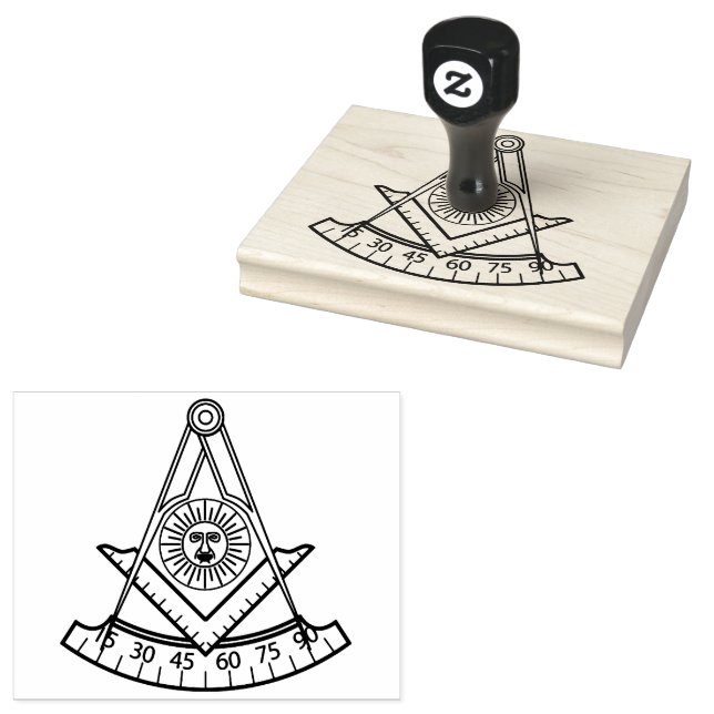 Past Master Freemasonry Square Compass Masonic  Rubber Stamp (Stamped)