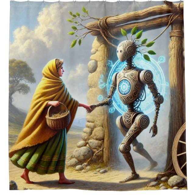 Past Meets the Future Shower Curtain (Front)