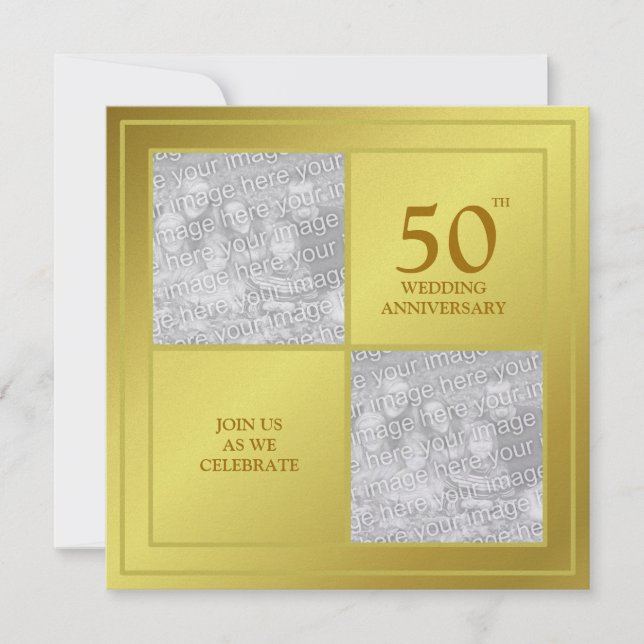 Past & Present Photo Golden Anniversary (Shiny) Invitation (Front)