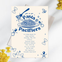 Pasta And Pacifiers Blue Doodle Boy Baby Shower