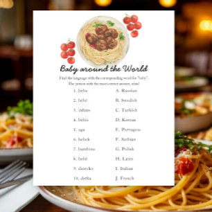 Pasta baby shower - baby around the world game