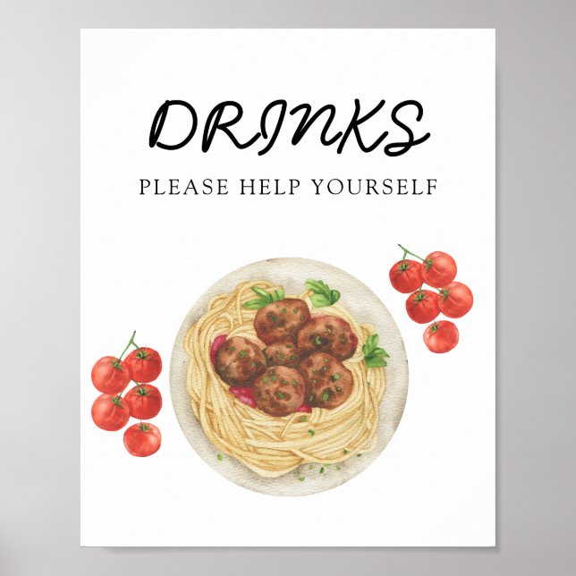 Pasta Baby shower Drinks Poster (Front)