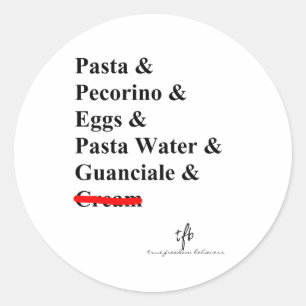 Pasta Carbonara Ingredients Classic Round Sticker