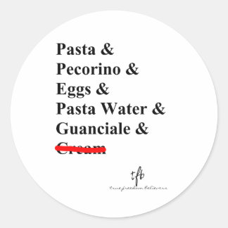 Pasta Carbonara Ingredients Classic Round Sticker