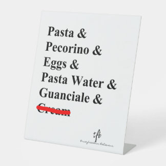 Pasta Carbonara Ingredients Pedestal Sign
