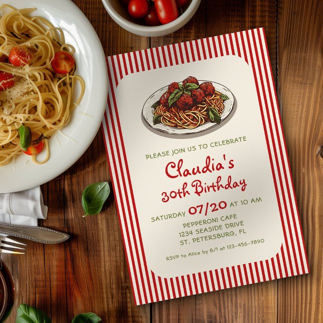 Pasta Dinner Italian Birthday Invitation (Creator Uploaded)