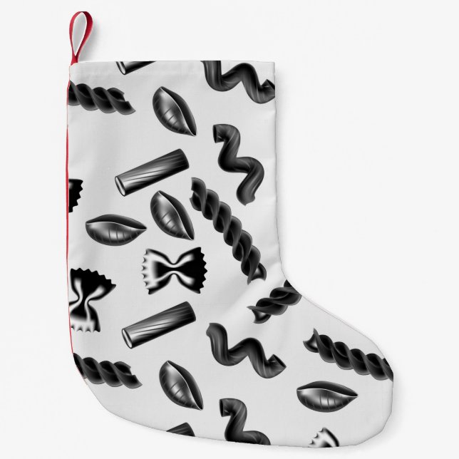 Pasta Diversity Grey Food Italy Lover Foodie Small Christmas Stocking (Front)