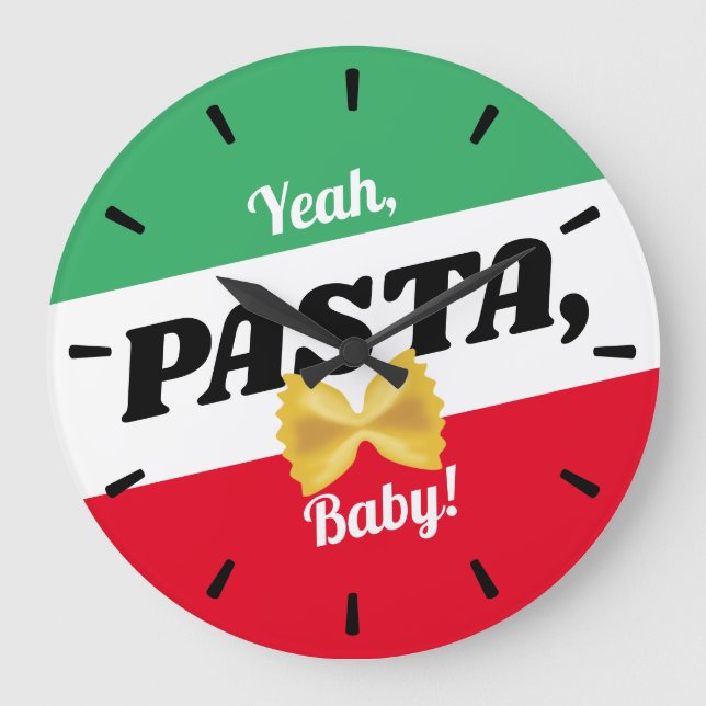 Pasta Italian food flag personalised kitchen Large Clock (Front)