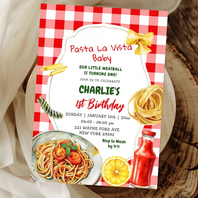 Pasta La Vista Baby Italian Theme First Birthday Invitation (Creator Uploaded)