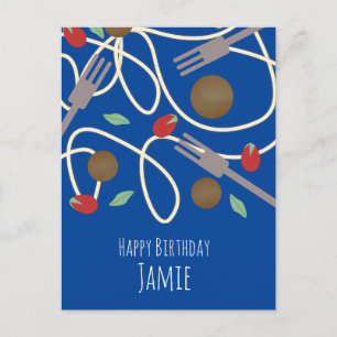 Pasta Lover Birthday Name Postcard
