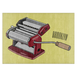 Pasta maker cartoon illustration cutting board