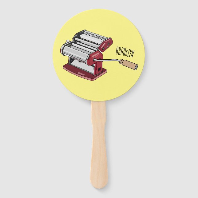 Pasta maker cartoon illustration  hand fan (Front)