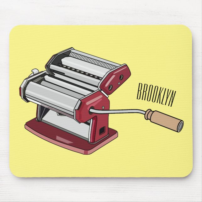 Pasta maker cartoon illustration  mouse pad (Front)