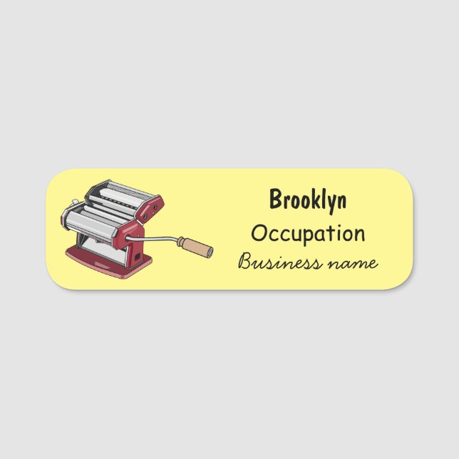 Pasta maker cartoon illustration name tag (Front)