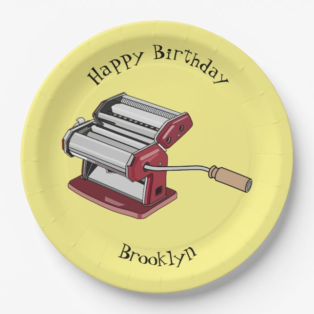 Pasta maker cartoon illustration paper plate (Front)