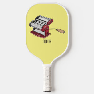 Pasta maker cartoon illustration pickleball paddle
