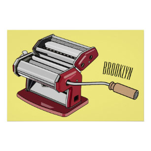 Pasta maker cartoon illustration  poster