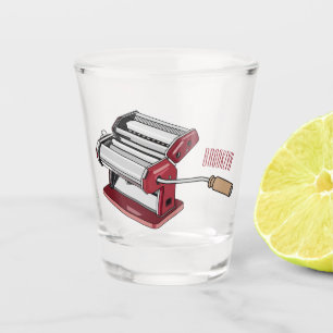 Pasta maker cartoon illustration  shot glass