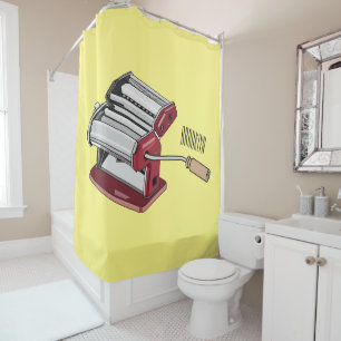 Pasta maker cartoon illustration shower curtain